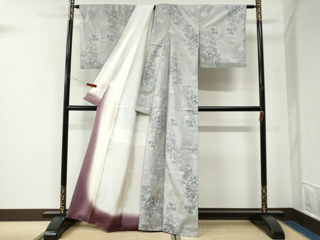 平和屋着物●本場大島紬　白大島　7マルキ　総絣　短冊重ね花車文　正絹　逸品　CABK7597yc