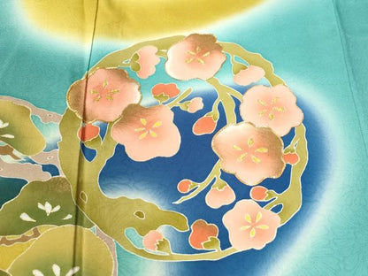 平和屋着物●豪華振袖　駒刺繍　花松丸文　暈し染め　金彩　正絹　逸品　CABK7599yc