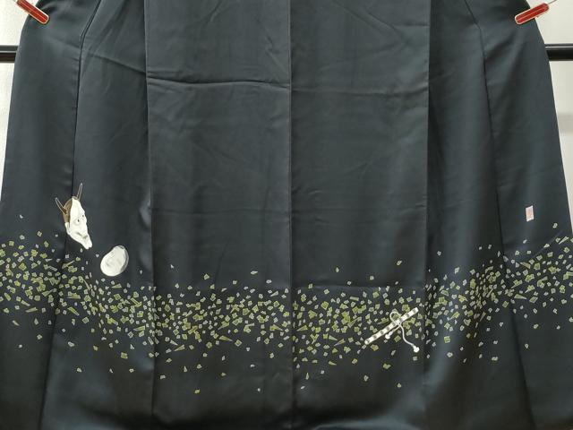 平和屋着物●訪問着　作家物　般若　能面　横笛　金彩　正絹　逸品　CABK7600yc