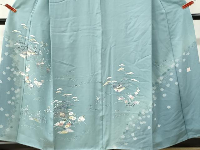 平和屋着物●名門・上野家　四代目 上野真(二代目 上野為二)　訪問着　風景草花文　正絹　逸品　CABK7601yc