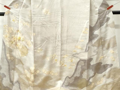 平和屋着物●訪問着　駒刺繍　絞り　吉祥菊花文　金彩　正絹　逸品　CABK7612yc