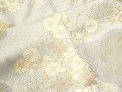 平和屋着物●訪問着　駒刺繍　絞り　吉祥菊花文　金彩　正絹　逸品　CABK7612yc
