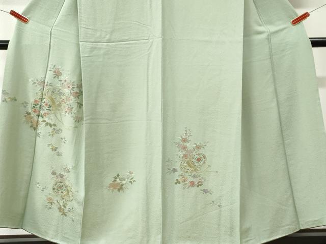平和屋着物●訪問着　総刺繍　鼓枝花文　正絹　逸品　CABK7619yc