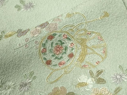 平和屋着物●訪問着　総刺繍　鼓枝花文　正絹　逸品　CABK7619yc