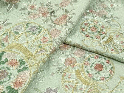 平和屋着物●訪問着　総刺繍　鼓枝花文　正絹　逸品　CABK7619yc