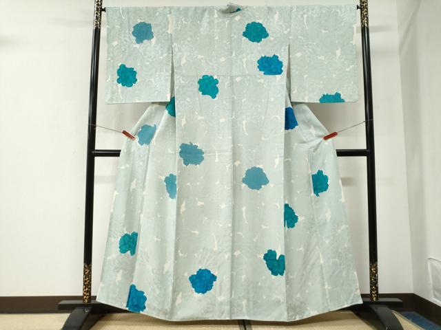 平和屋着物●上質な小紋　地紋起こし　牡丹　正絹　逸品　CABK7621yc