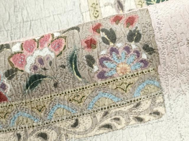 平和屋着物●訪問着　短冊重ね更紗花文　暈し染め　ロング丈　正絹　逸品　未使用　CABK7622yc