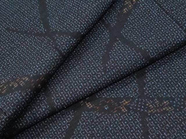 平和屋着物●結城紬　80亀甲　吉祥花文　正絹　逸品　CABK7625yc
