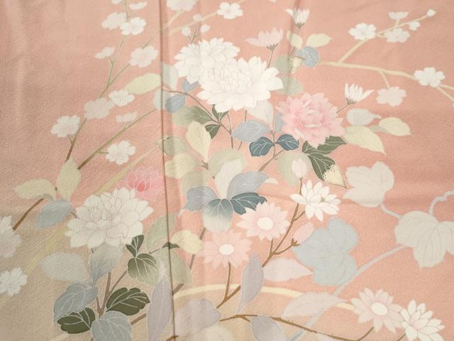 平和屋着物●訪問着　友禅　草花文　暈し染め　正絹　逸品　CABK7628yc