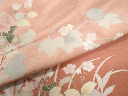 平和屋着物●訪問着　友禅　草花文　暈し染め　正絹　逸品　CABK7628yc
