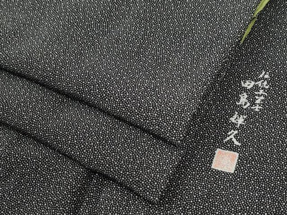 平和屋着物●伝統工芸士　田島輝久　江戸小紋　大小あられ　黒地　正絹　逸品　CABK7630yc
