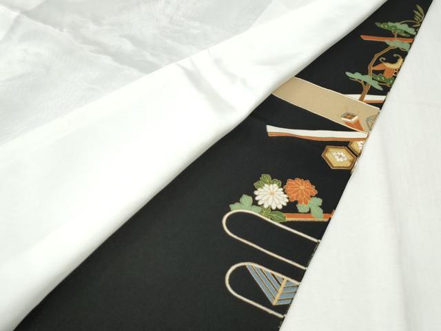 平和屋着物●豪華黒留袖　駒刺繍　霞吉祥花唐草文　金彩　大丸扱い　正絹　逸品　未使用　CABK7632yc