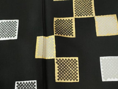 平和屋着物●訪問着　色紙鹿の子文　黒地　金銀彩　正絹　逸品　CABK7636yc