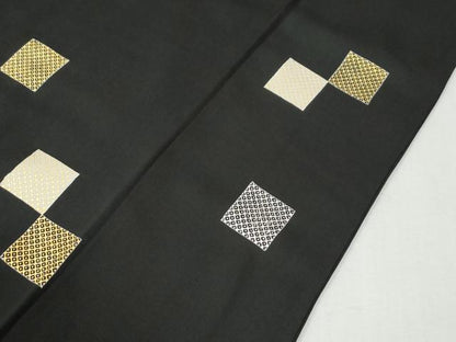 平和屋着物●訪問着　色紙鹿の子文　黒地　金銀彩　正絹　逸品　CABK7636yc