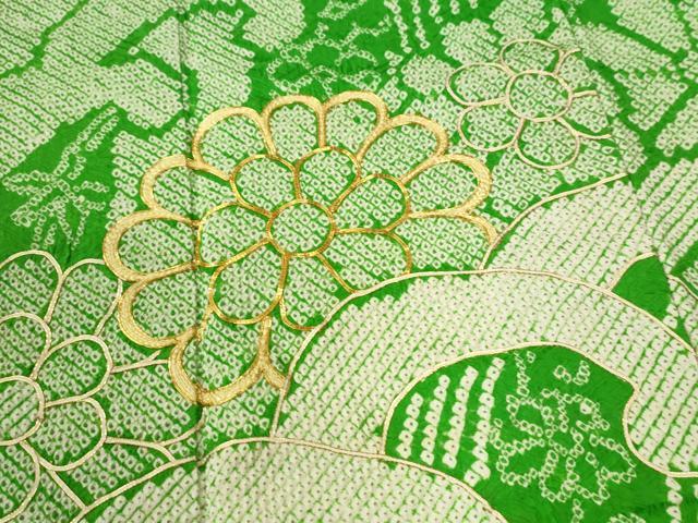 平和屋着物●豪華振袖　総絞り　駒刺繍　立波菊花唐草文　正絹　逸品　CABK7639yc