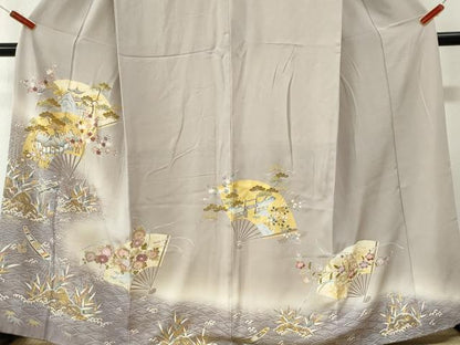 平和屋着物●豪華色留袖　駒刺繍　立波地紙風景文　暈し染め　金彩　正絹　逸品　CABK7642yc