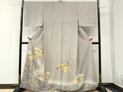 平和屋着物●豪華色留袖　駒刺繍　立波地紙風景文　暈し染め　金彩　正絹　逸品　CABK7642yc