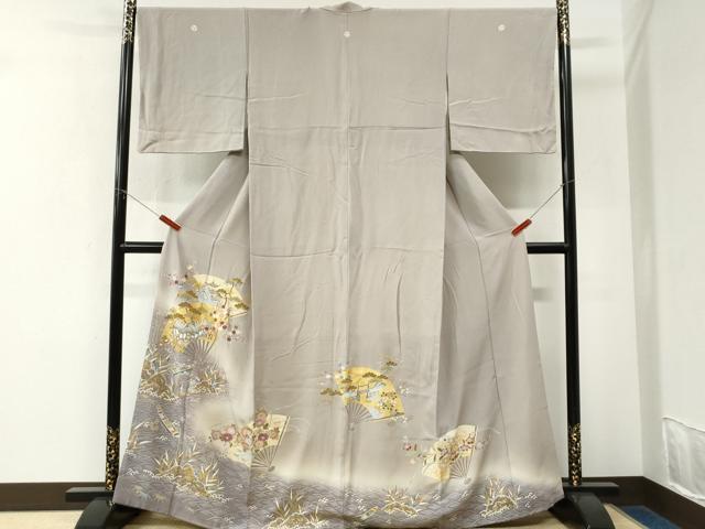 平和屋着物●豪華色留袖　駒刺繍　立波地紙風景文　暈し染め　金彩　正絹　逸品　CABK7642yc