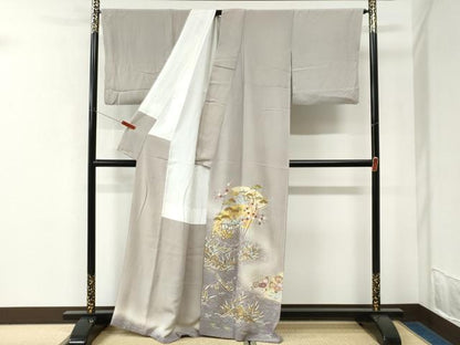 平和屋着物●豪華色留袖　駒刺繍　立波地紙風景文　暈し染め　金彩　正絹　逸品　CABK7642yc