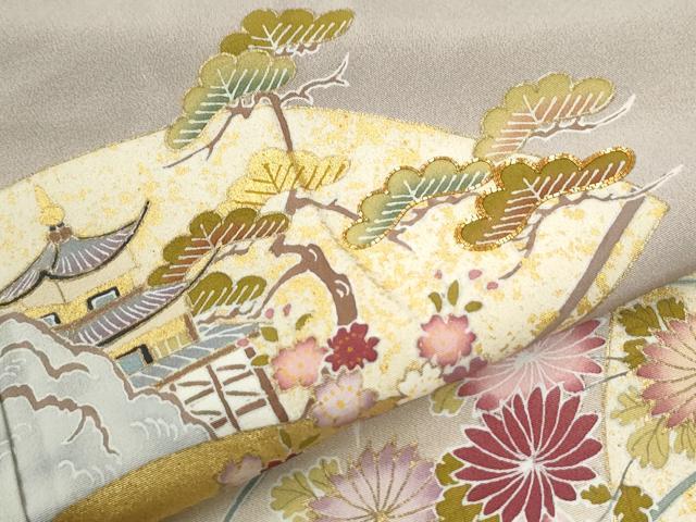 平和屋着物●豪華色留袖　駒刺繍　立波地紙風景文　暈し染め　金彩　正絹　逸品　CABK7642yc
