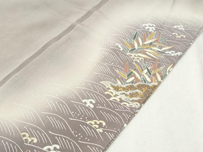 平和屋着物●豪華色留袖　駒刺繍　立波地紙風景文　暈し染め　金彩　正絹　逸品　CABK7642yc