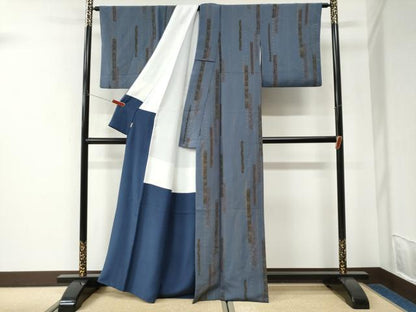 平和屋着物●上質な小紋　短冊花文　金彩　鬼しぼ縮緬　ますいわ屋扱い　正絹　逸品　CABK7647yc