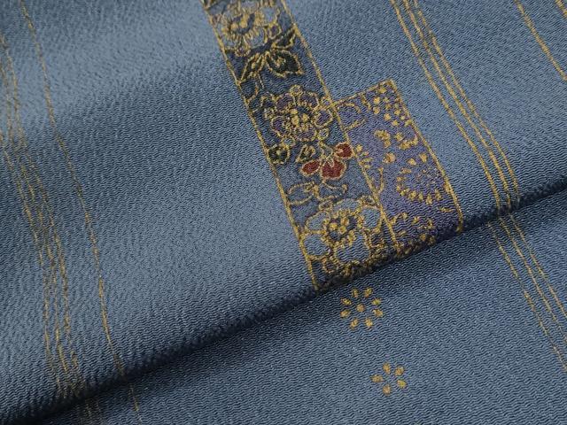 平和屋着物●上質な小紋　短冊花文　金彩　鬼しぼ縮緬　ますいわ屋扱い　正絹　逸品　CABK7647yc