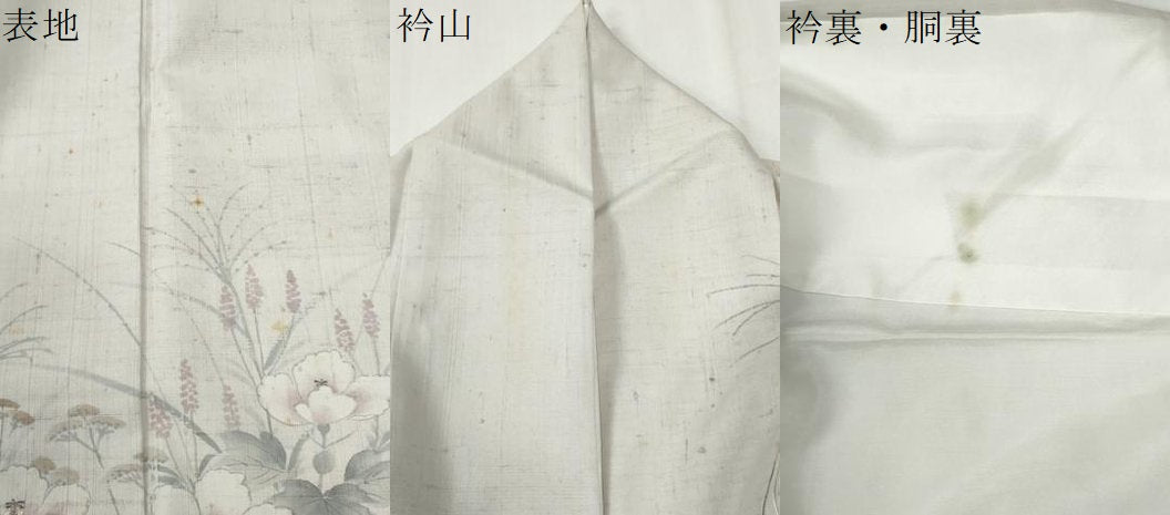 平和屋着物●訪問着　紬地　作家物　手描き　草花文　正絹　逸品　CABK7652yc