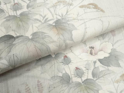 平和屋着物●訪問着　紬地　作家物　手描き　草花文　正絹　逸品　CABK7652yc