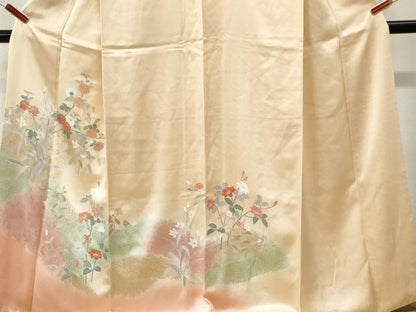 平和屋着物●訪問着　枝花文　暈し染め　金彩　正絹　逸品　CABK7654yc