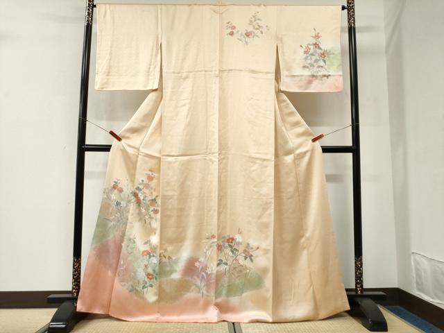 平和屋着物●訪問着　枝花文　暈し染め　金彩　正絹　逸品　CABK7654yc