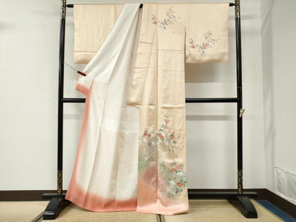 平和屋着物●訪問着　枝花文　暈し染め　金彩　正絹　逸品　CABK7654yc
