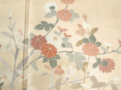 平和屋着物●訪問着　枝花文　暈し染め　金彩　正絹　逸品　CABK7654yc