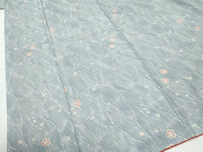 平和屋着物●上質な小紋　紬地　枝桜文　正絹　逸品　未使用　CABK7657yc