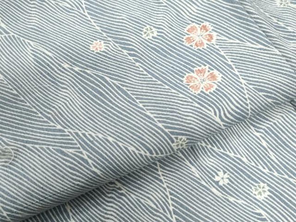 平和屋着物●上質な小紋　紬地　枝桜文　正絹　逸品　未使用　CABK7657yc