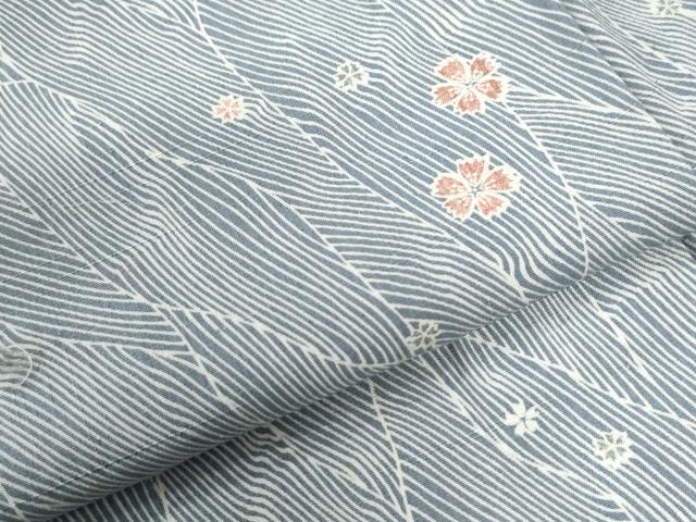 平和屋着物●上質な小紋　紬地　枝桜文　正絹　逸品　未使用　CABK7657yc