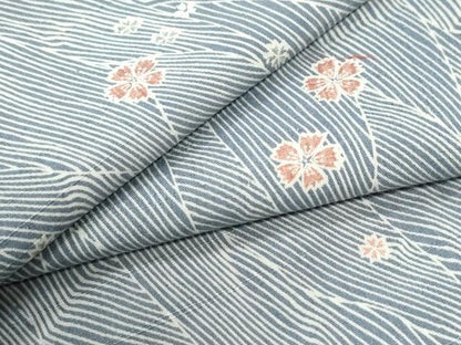 平和屋着物●上質な小紋　紬地　枝桜文　正絹　逸品　未使用　CABK7657yc