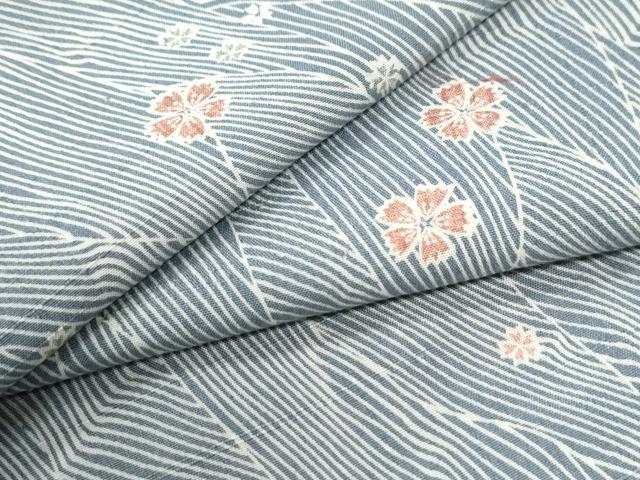 平和屋着物●上質な小紋　紬地　枝桜文　正絹　逸品　未使用　CABK7657yc