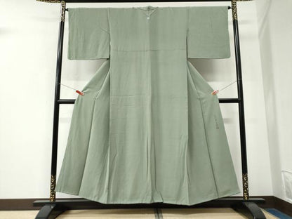 平和屋着物●上質な色無地　作家物　幻の染　岩石染　山葵色　正絹　逸品　CABK7660yc