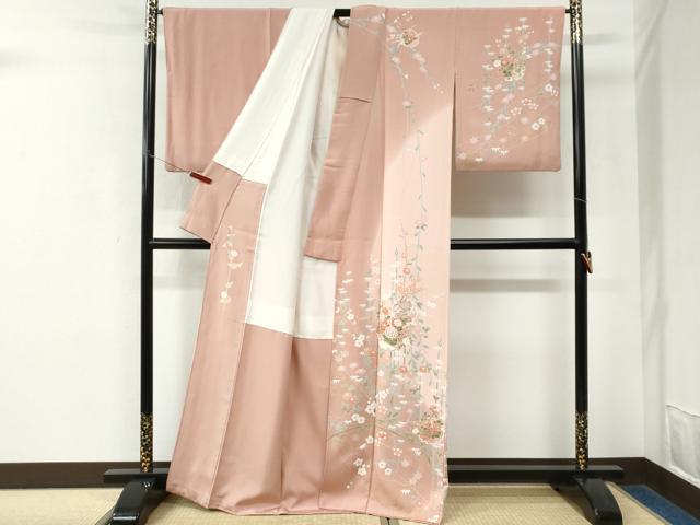 平和屋着物●訪問着　笹竹雪輪花蝶文　暈し染め　正絹　逸品　CABK7664yc