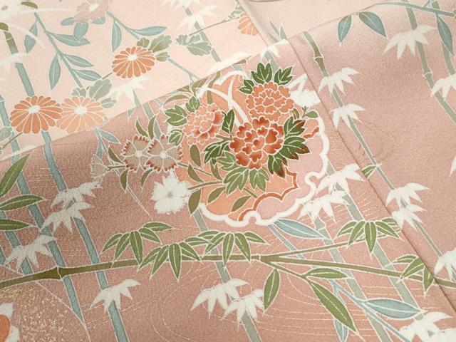 平和屋着物●訪問着　笹竹雪輪花蝶文　暈し染め　正絹　逸品　CABK7664yc