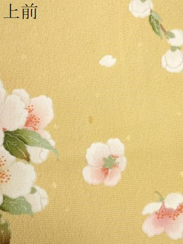 平和屋着物●kami shibai　振袖　桃　枝花文　暈し染め　金彩　正絹　逸品　CABK7666yc
