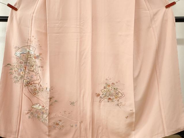 平和屋着物●訪問着　総刺繍　扇面飛鶴御所車花文　正絹　逸品　未使用　CABK7668yc
