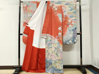 平和屋着物●豪華振袖　辻が花　絞り　暈し染め　金通し地　正絹　逸品　CABK7669yc