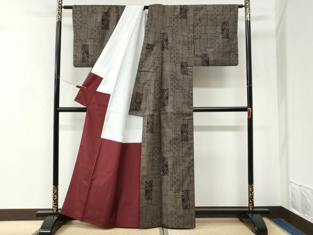 平和屋着物●本場大島紬　7マルキ　短冊重ね麻の葉菊文　正絹　逸品　CABK7670yc