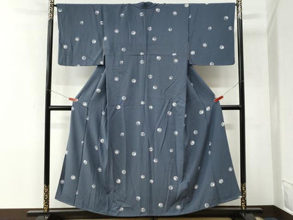平和屋着物●上質な小紋　型染め　草花丸文　正絹　逸品　CABK7676yc