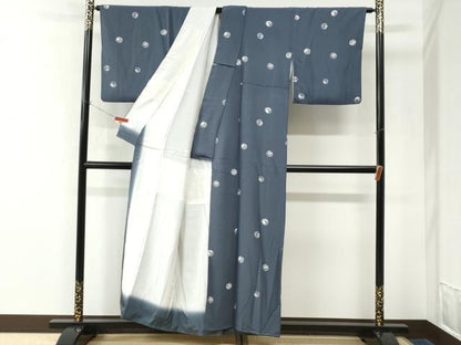 平和屋着物●上質な小紋　型染め　草花丸文　正絹　逸品　CABK7676yc