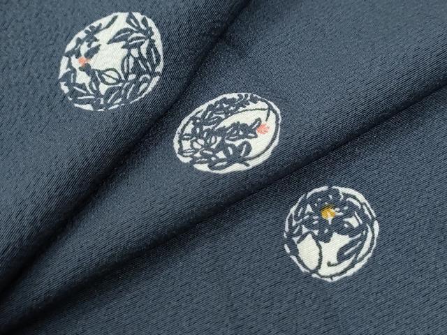 平和屋着物●上質な小紋　型染め　草花丸文　正絹　逸品　CABK7676yc