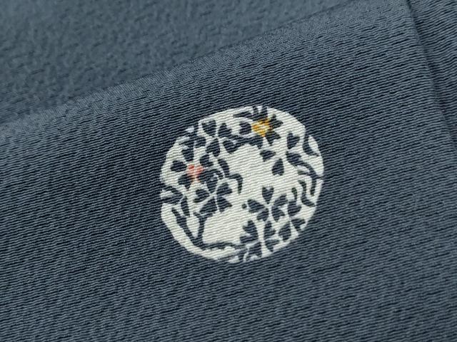 平和屋着物●上質な小紋　型染め　草花丸文　正絹　逸品　CABK7676yc