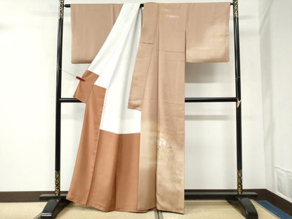 平和屋着物●訪問着　総刺繍　井藤正製　鷺　暈し染め　金銀彩　反端付き　正絹　逸品　CABK7678yc
